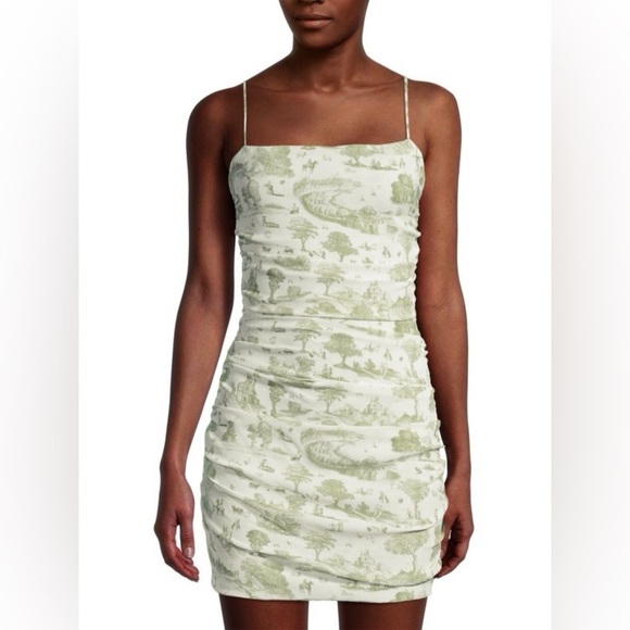 WEWOREWHAT Ronnie Ruched Graphic Print Mini Dress - Picture 2 of 7